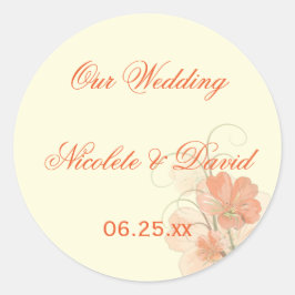 Abstrakt Coral Limon Floral Umschlag Aufkleber