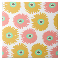 Abstrakt Coral Yellow Carnation Florals