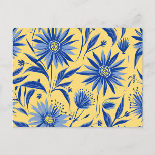 Abstrakt Cornflower Blue Botanical Postkarte