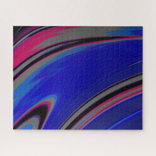 Abstrakt Dark Blue Gray Magenta Fraktal Swirl Puzzle