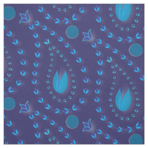 Abstrakt Dark Blue Paisley Tulip Blumenmuster Stoff