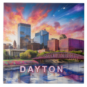 Abstrakt Dayton Skyline Art Modern City Fliese