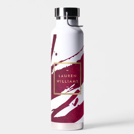 Abstrakt Deep Ruby Red Brushstrikes Trinkflasche