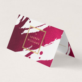 Abstrakt Deep Ruby Red Brushstrikes Visitenkarten