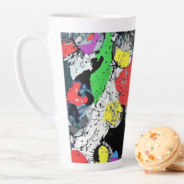 Abstrakt Doodle Art Blue White Black Milchtasse (Beispiel)