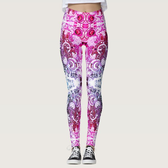 Abstrakt Doodle Art Leggings (Vorderseite)