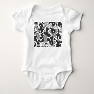 Abstrakt Doodle Camouflage Black Style Baby Strampler