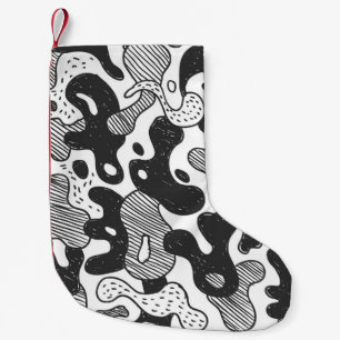 Abstrakt Doodle Camouflage Black Style Kleiner Weihnachtsstrumpf