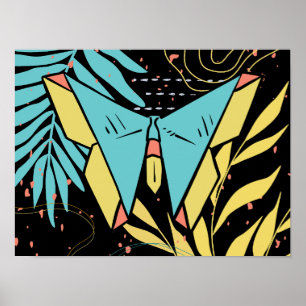 Abstrakt & Doodle Farbenfrohe Blume Schmetterling  Poster