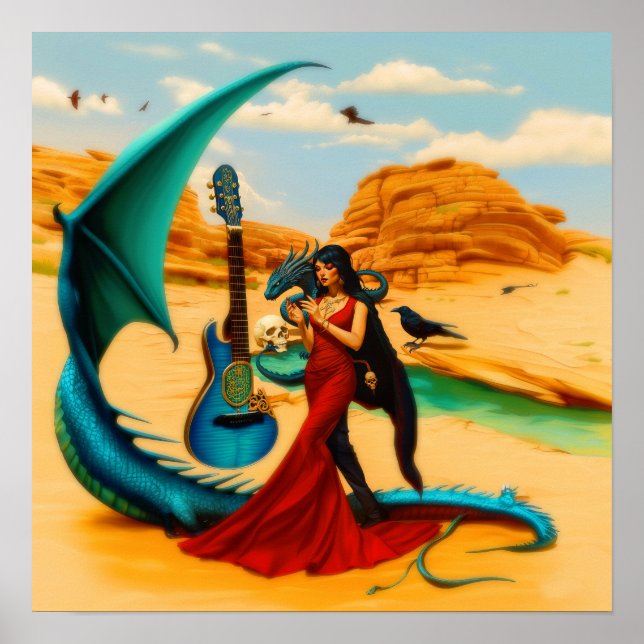 Abstrakt Dragon Skull Hexchy AI Art Matt Value Poster (Vorne)