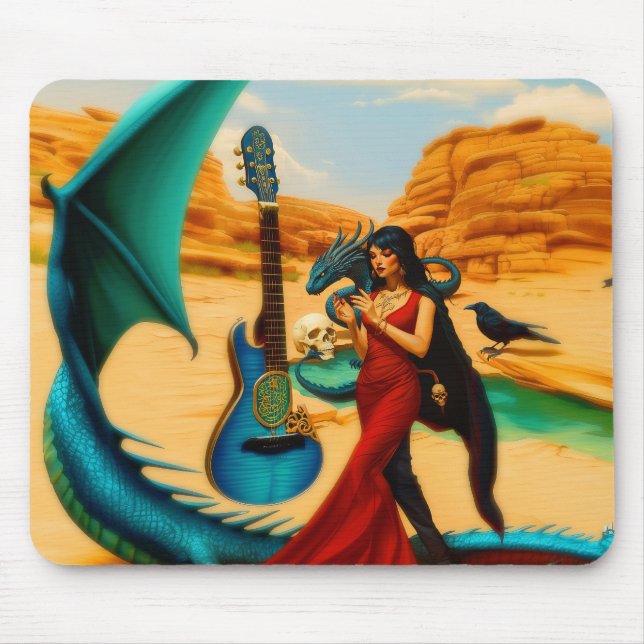 Abstrakt Dragon Skull okkultiert Dunkle Hexe Kunst Mousepad (Vorne)