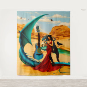 Abstrakt Dragon Skull okkultiert Dunkle Hexe Kunst Wandteppich