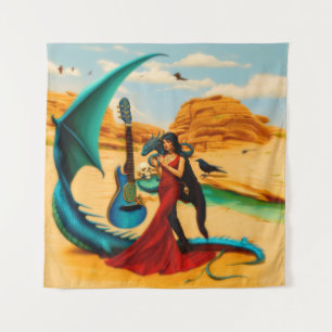 Abstrakt Dragon Skull okkultiert Dunkle Hexe Kunst Wandteppich