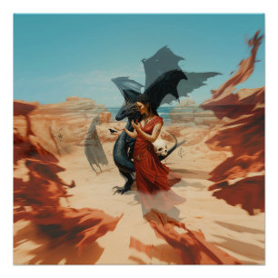 Abstrakt Dragon Skull Witchy AI Art Semi Gloss Poster