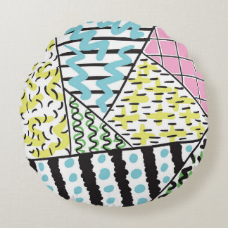 Abstrakt Drei: HandGezeichnet Hintergrundkunst. Rundes Kissen