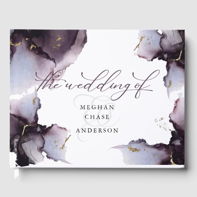 Abstrakt Dusty Heather Amethyst Geode Gästebuch (Vorderseite)