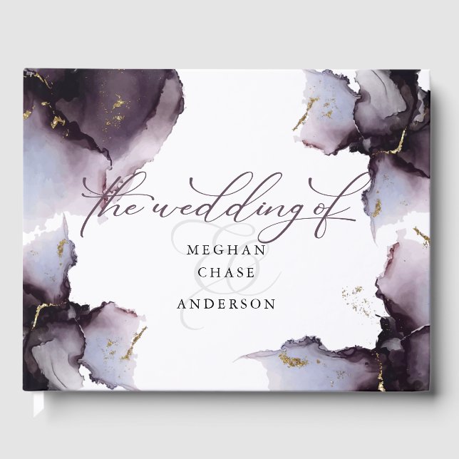 Abstrakt Dusty Heather Amethyst Geode Gästebuch (Vorderseite)