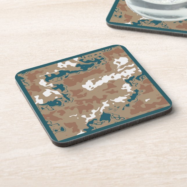 Abstrakt Earth Camouflage Brown Getränkeuntersetzer (Linke Seite)