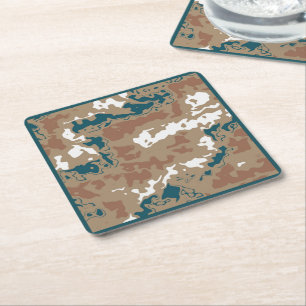 Abstrakt Earth Camouflage Brown Rechteckiger Pappuntersetzer