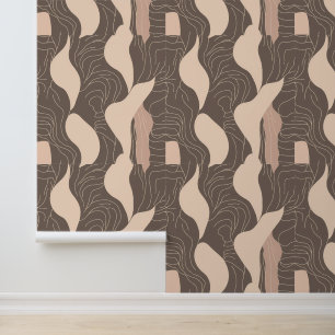 Abstrakt Earth Tone Flowline Art Muster Tapete