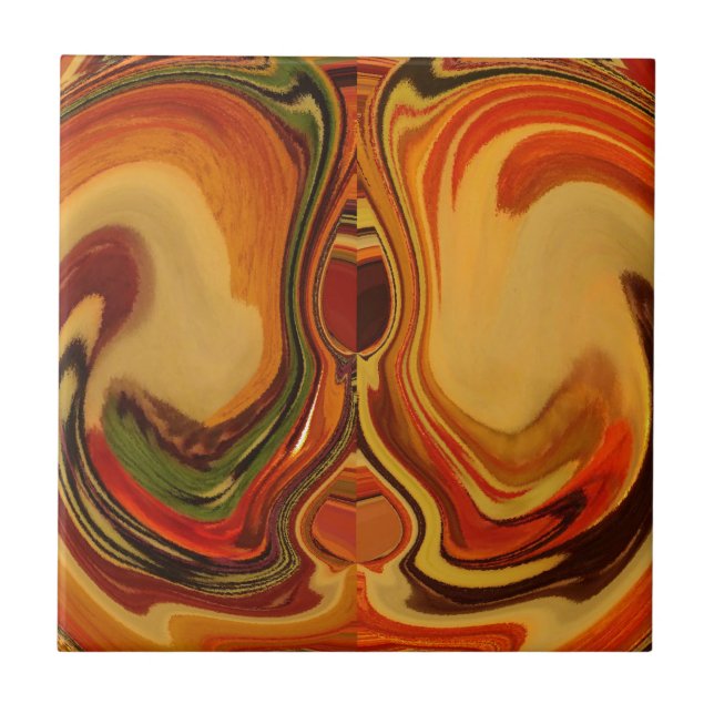 Abstrakt Earth Tone Swirl Art Print Fliese (Vorderseite)