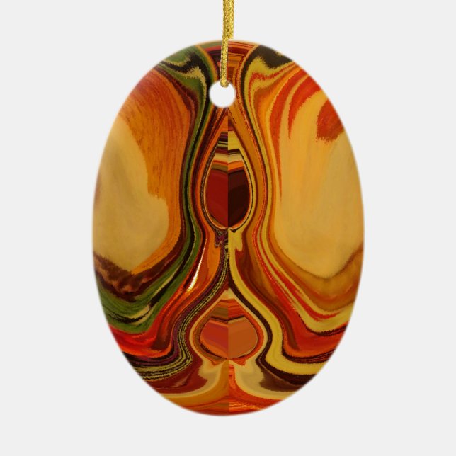 Abstrakt Earth Tone Swirl Art Print Keramikornament (Vorne)