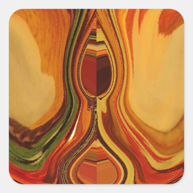 Abstrakt Earth Tone Swirl Art Print Quadratischer Aufkleber (Vorderseite)