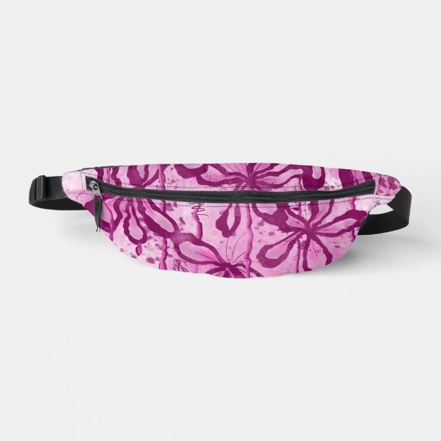 Abstrakt eingefärbte Blume rosa Bauchtasche (Vorderseite)