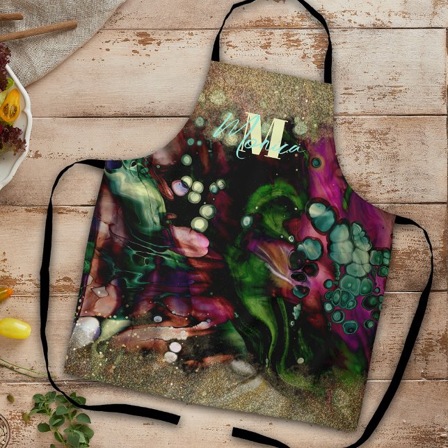 Abstrakt Elegant Bio Glitterie Mit Monogramm Schürze (Von Creator hochgeladen)