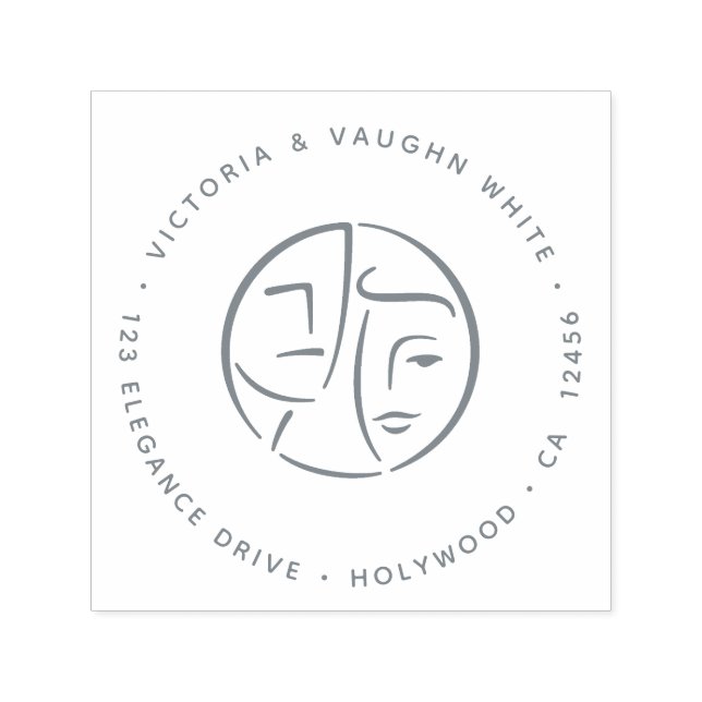 Abstrakt Elegant Rich Couple Rücksendeadresse Permastempel (Design)