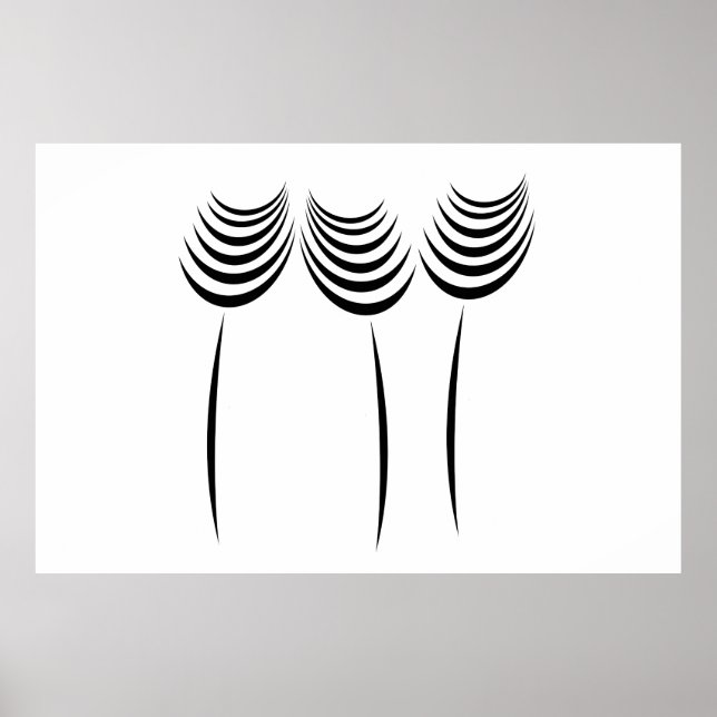 Abstrakt Elegante Minimalistische Schwarz-weiße Bl Poster (Vorne)