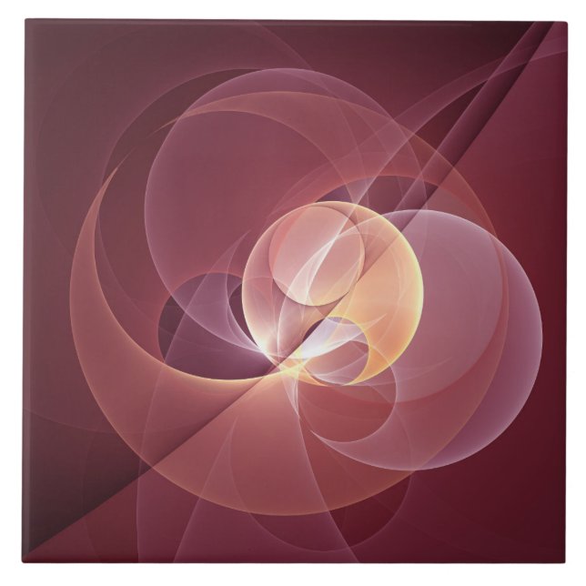 Abstrakt Elegante Modernes Wine Rotes Fraktal Fliese (Vorderseite)