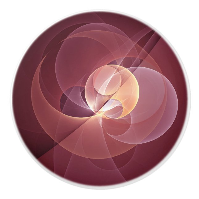 Abstrakt Elegante Modernes Wine Rotes Fraktal Keramikknauf (Vorderseite)