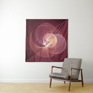 Abstrakt Elegante Modernes Wine Rotes Fraktal Wandteppich