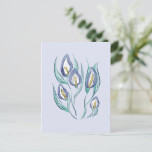 Abstrakt Elegante: Wasserfarbe Lila Calla Lilies Feiertagspostkarte