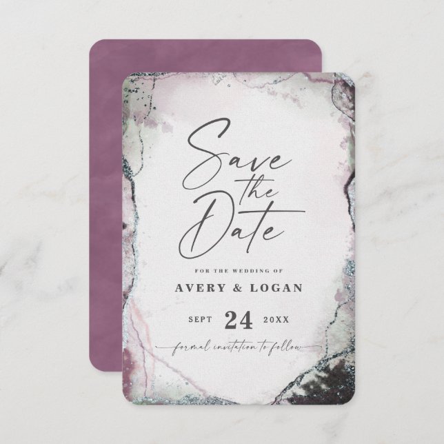 Abstrakt Ethereal Mauve Lilac Lila Wedding Save The Date (Vorne/Hinten)