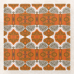 Abstrakt ethnisch: trendiger Vintager Boho. Glasuntersetzer