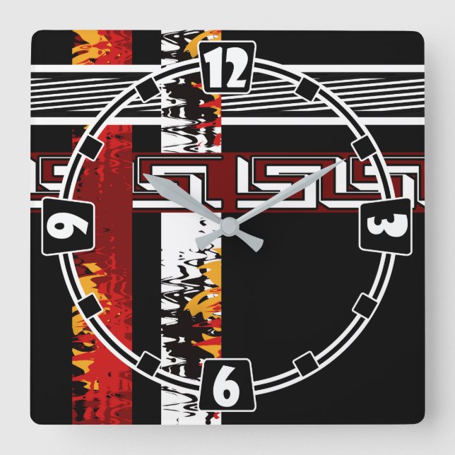 Abstrakt, ethnisch und kreativ quadratische wanduhr (Vorderseite)