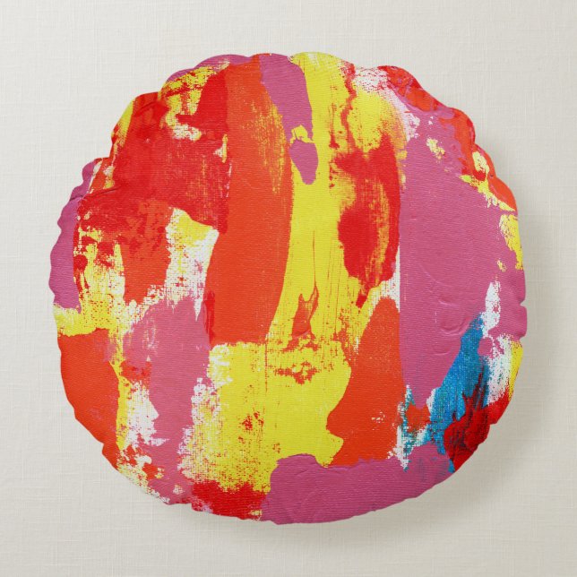 Abstrakt Expression Nr. 7 von Michael Moffa Rundes Kissen (Vorderseite)