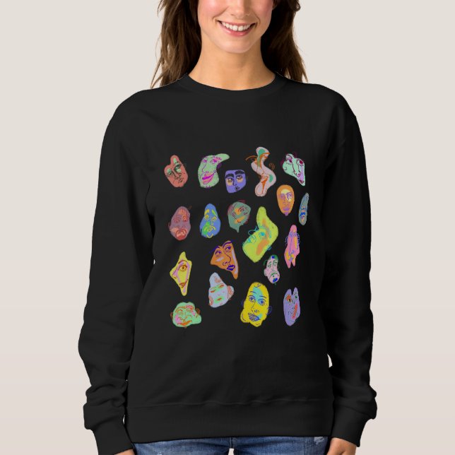 Abstrakt Faces Artistic Faces Funky Sweatshirt (Vorderseite)
