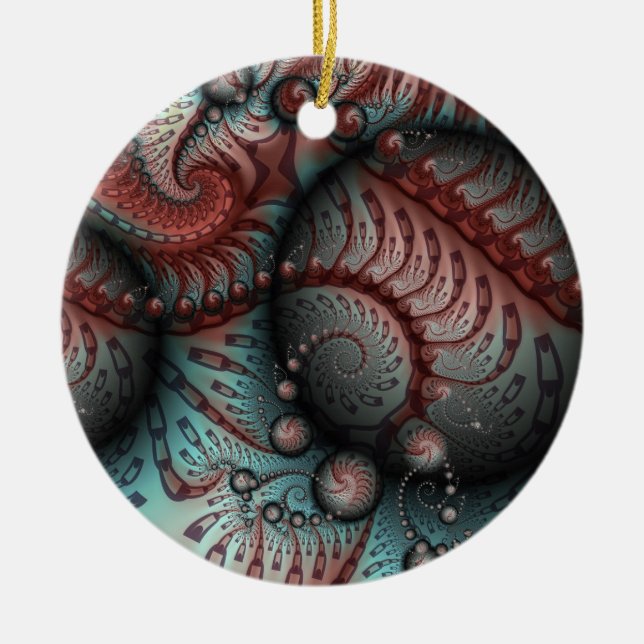 Abstrakt Fantasy Fraktal Balls Brown Blue Circle Keramik Ornament (Vorne)