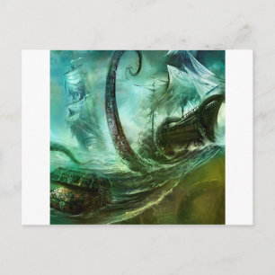 Abstrakt Fantasy Pirates Nightmare Treasure Postkarte