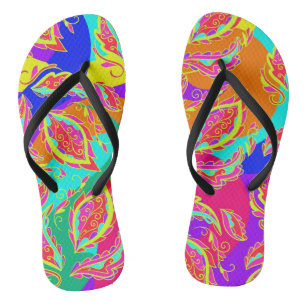 abstrakt,Farbe,Muster,indisch,Mandala,rosa, Flip Flops