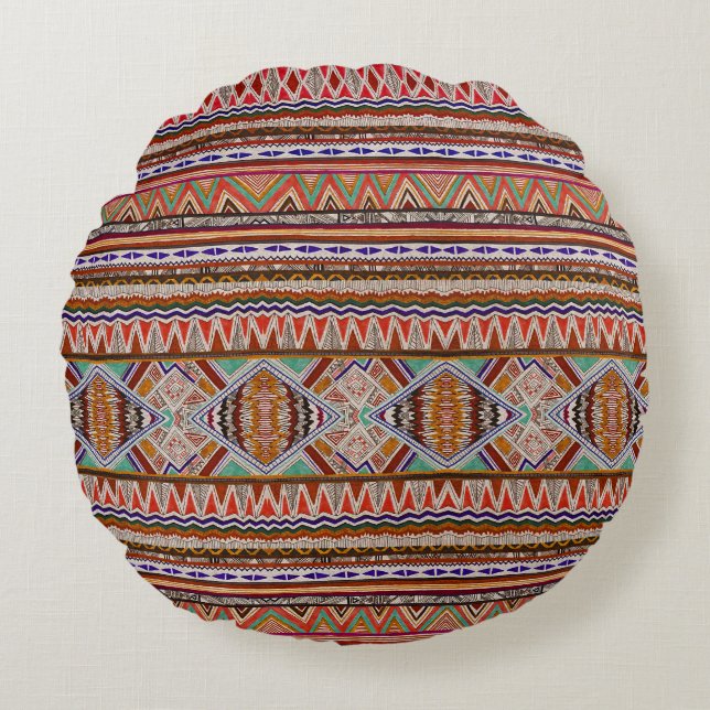 Abstrakt farbig: Nahtloser Musterhintergrund. Rundes Kissen (Vorderseite)