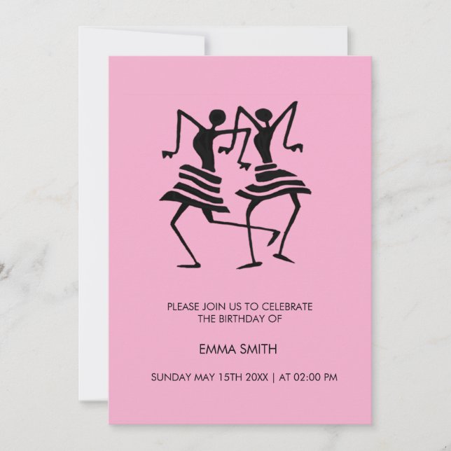 Abstrakt, Feiertänzer Geburtstagseinladung Einladung (Vorderseite)