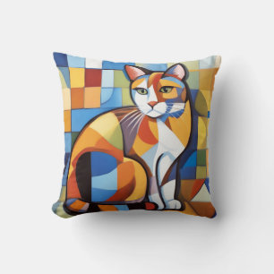 Abstrakt Feline Beauty Calico Cat Kubist Kissen