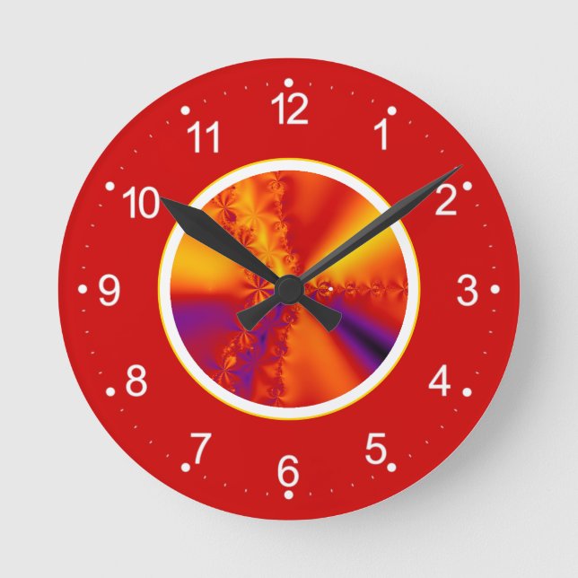 Abstrakt Fiery Fraktal Gradient Runde Wanduhr (Vorderseite)