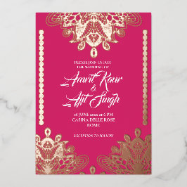 Abstrakt Filigree auf Fuchsia Folieneinladung