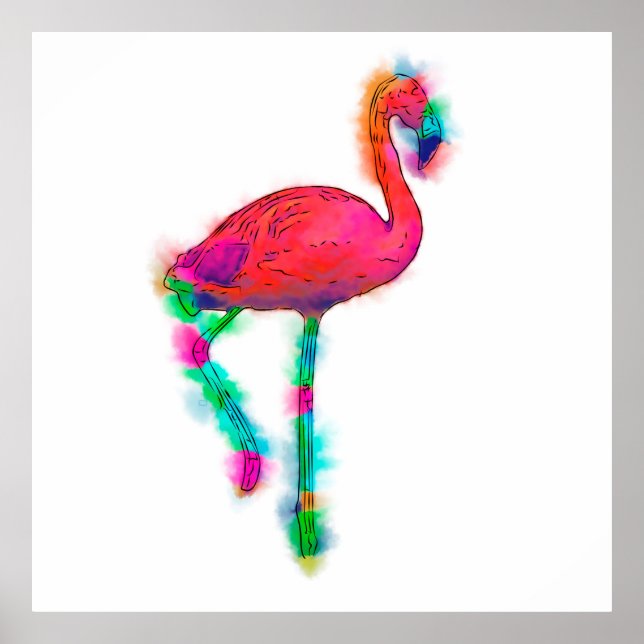 Abstrakt Flamingo Step Custom Poster (Vorne)