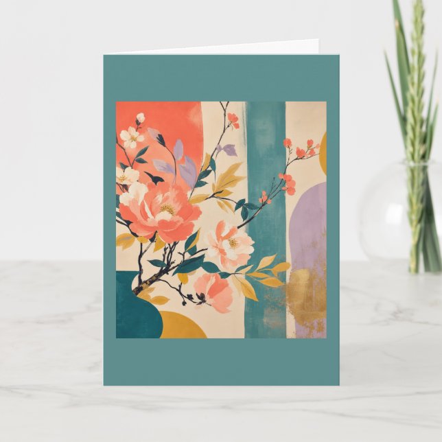 "Abstrakt Floral" Karte (Vorderseite)